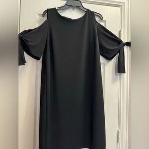 Chico’s Black Dress Cold shoulder With Tie Sleeve Detail Sz 2